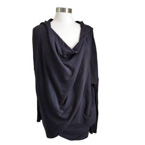 ATHLETA Purana Wrap Sweatshirt Large L Black Work Travel Wrap Soft Cozy